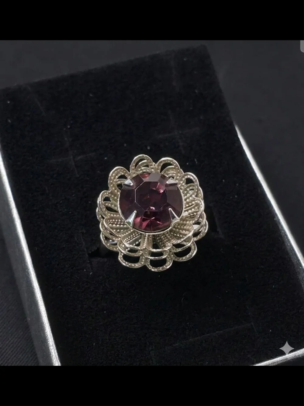 VTG Signed Sarah Coventry Nocturne Purple Ring 1972 Sz 8 - Picture 7 of 7